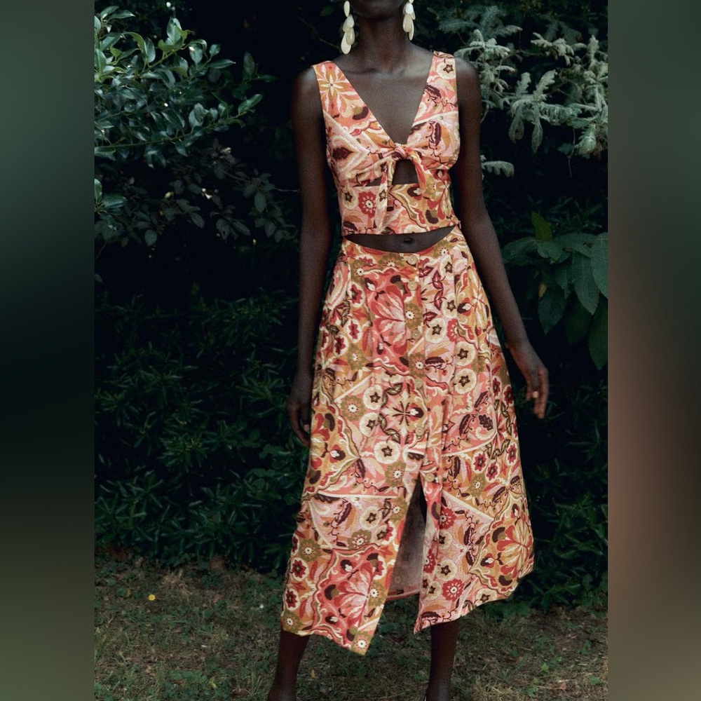 Zara Multicolor Floral Skirt Set